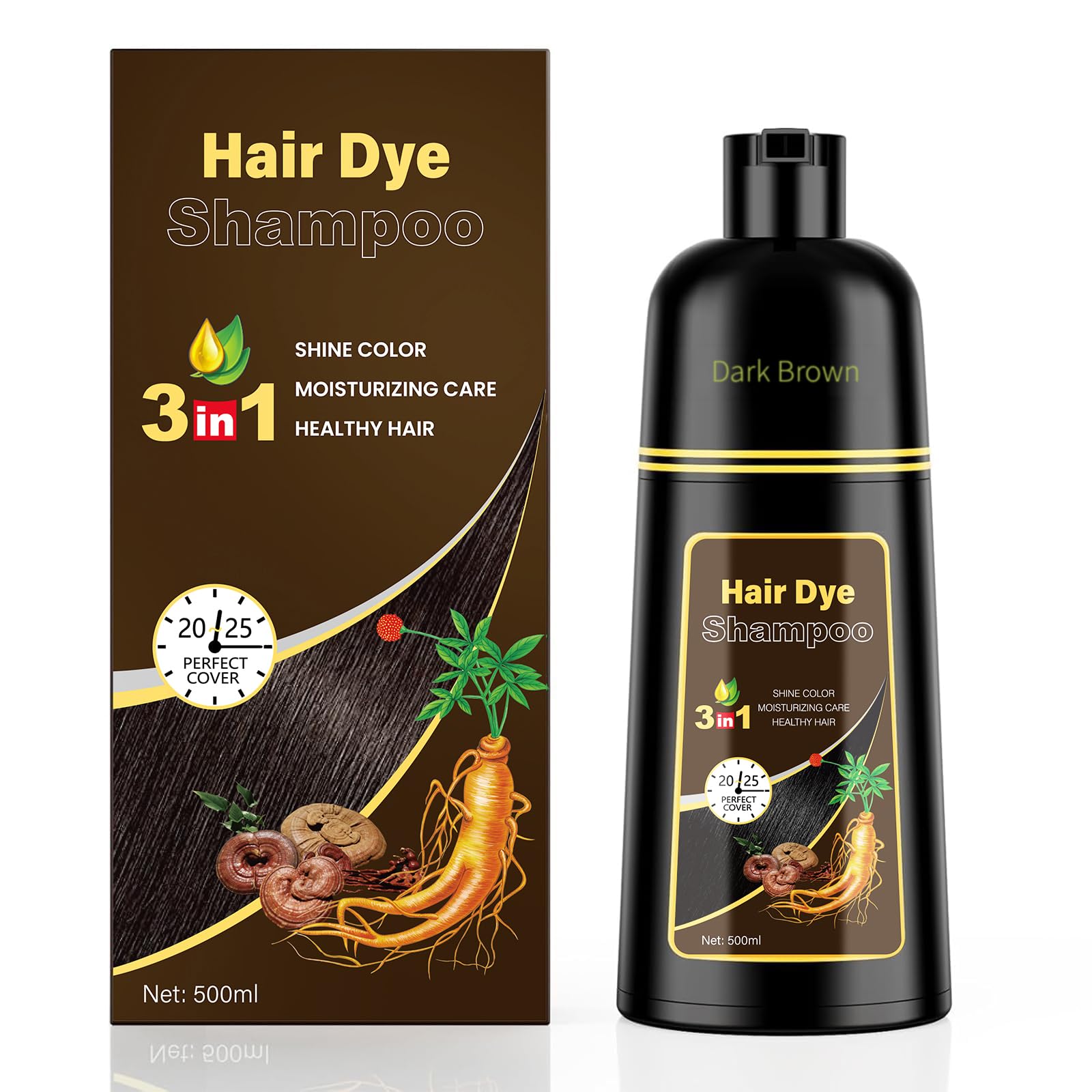 Amazon.com : KINGMING Dark Brown Hair Dye Shampoo 3 in 1 for Gray